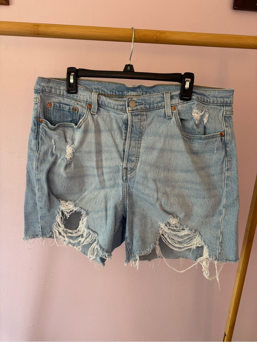 Levi's Light Blue Distressed Denim Cutoff Shorts